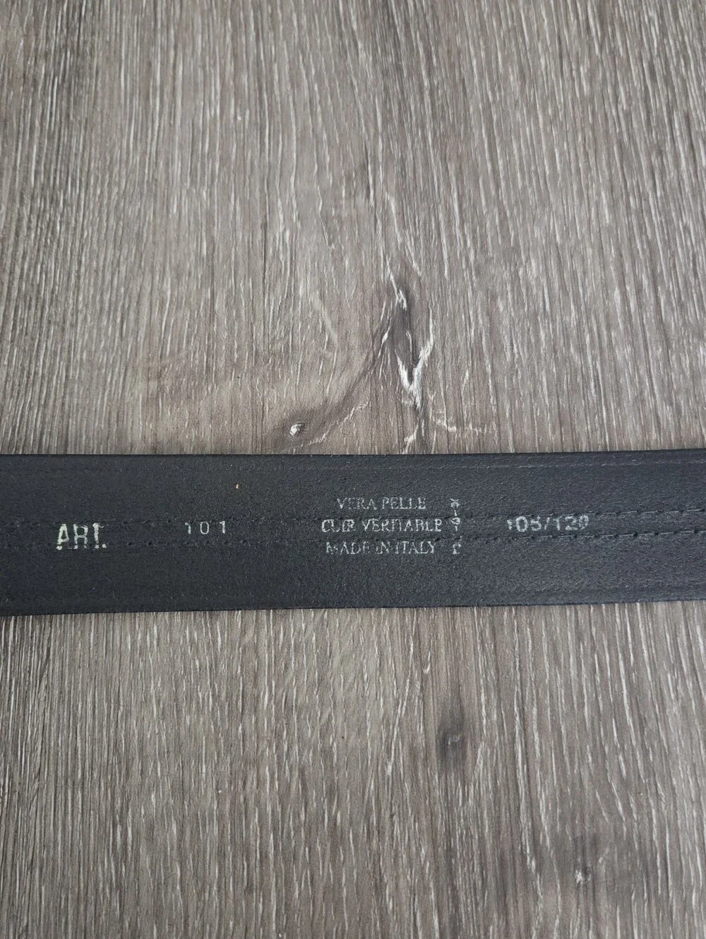 Vera Pelle Men's Black Leather Belt with Silver Buckle 42